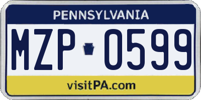 PA license plate MZP0599