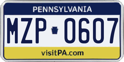 PA license plate MZP0607