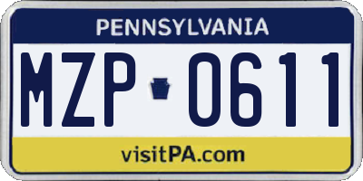 PA license plate MZP0611