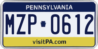 PA license plate MZP0612