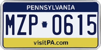 PA license plate MZP0615
