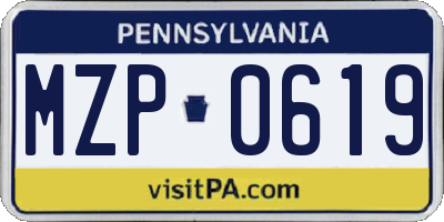 PA license plate MZP0619