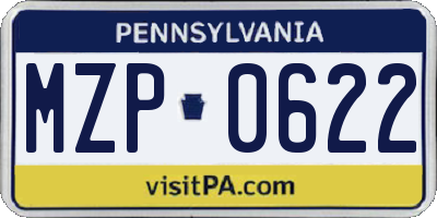 PA license plate MZP0622