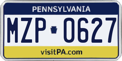PA license plate MZP0627