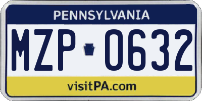 PA license plate MZP0632