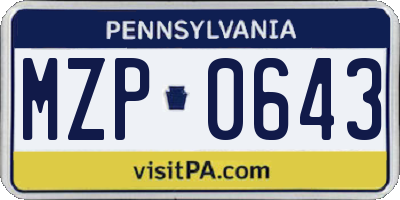 PA license plate MZP0643