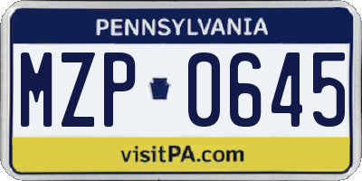 PA license plate MZP0645