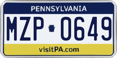 PA license plate MZP0649