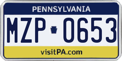 PA license plate MZP0653