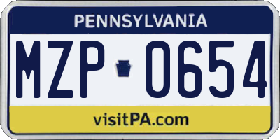 PA license plate MZP0654