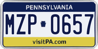 PA license plate MZP0657