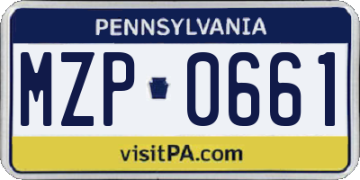 PA license plate MZP0661