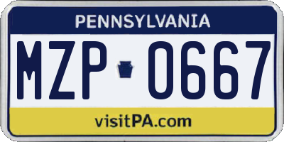 PA license plate MZP0667