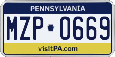 PA license plate MZP0669