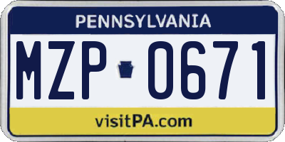 PA license plate MZP0671