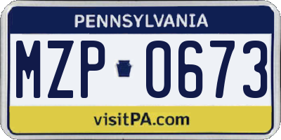 PA license plate MZP0673