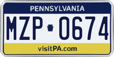 PA license plate MZP0674