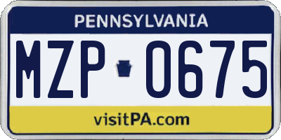 PA license plate MZP0675