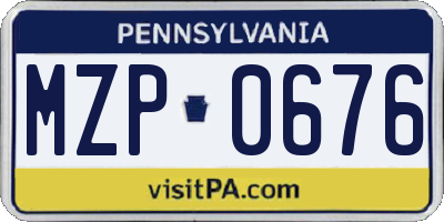 PA license plate MZP0676