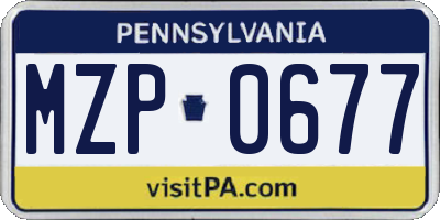 PA license plate MZP0677