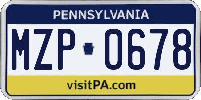 PA license plate MZP0678