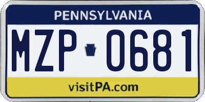 PA license plate MZP0681