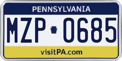 PA license plate MZP0685