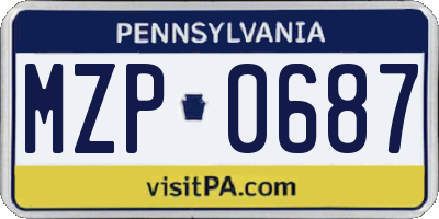 PA license plate MZP0687