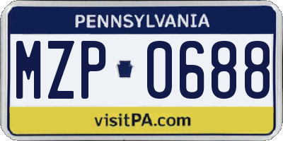 PA license plate MZP0688