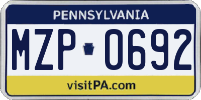 PA license plate MZP0692