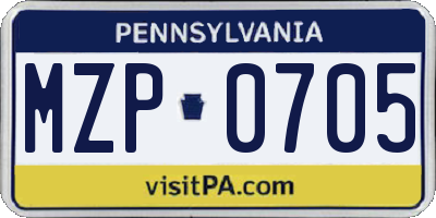 PA license plate MZP0705