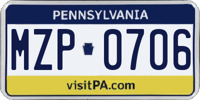 PA license plate MZP0706