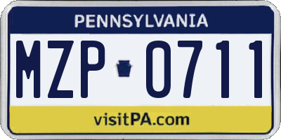 PA license plate MZP0711