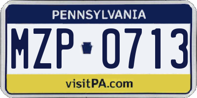 PA license plate MZP0713