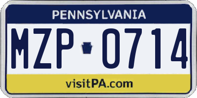 PA license plate MZP0714