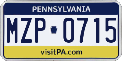 PA license plate MZP0715