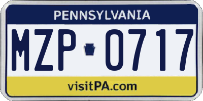 PA license plate MZP0717