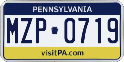 PA license plate MZP0719