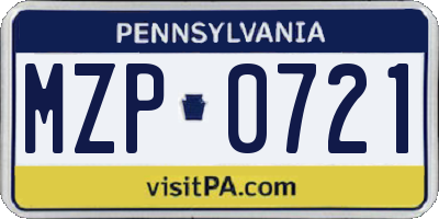 PA license plate MZP0721