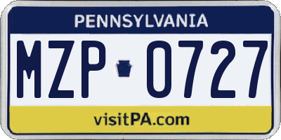 PA license plate MZP0727