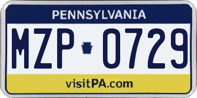 PA license plate MZP0729