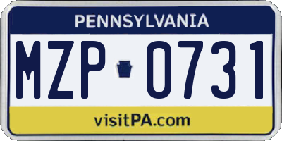 PA license plate MZP0731