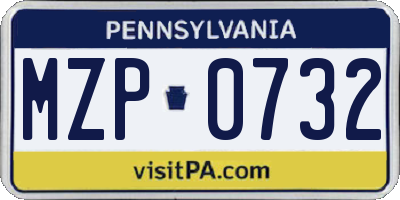 PA license plate MZP0732