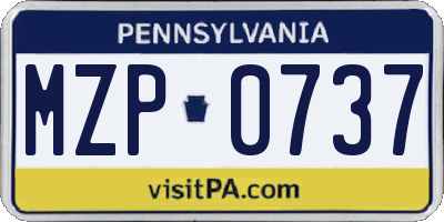 PA license plate MZP0737