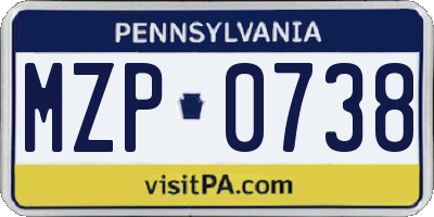 PA license plate MZP0738