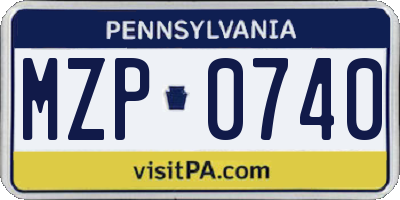 PA license plate MZP0740