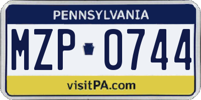 PA license plate MZP0744