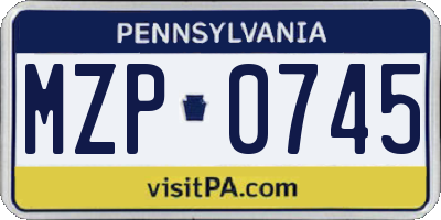 PA license plate MZP0745