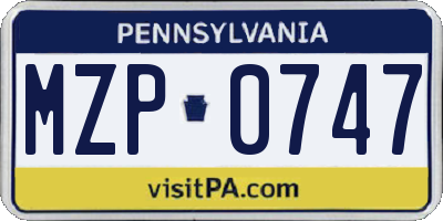 PA license plate MZP0747