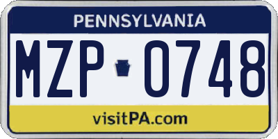 PA license plate MZP0748